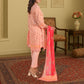 Soft Peach & Vibrant Pink Digital Print 3-Piece Lawn Suit