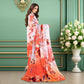 Elegant Orange Floral 3-Piece Digital Printed Lawn & chiffon Suit