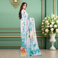Elegant Turquois  Floral 3-Piece Digital Printed Lawn & Chiffon Suit