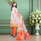 Elegant Orange & Cream Floral 3-Piece Digital Printed Lawn & Chiffon Suit
