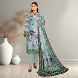 Mint Green & Black Digital Printed 3-Piece Lawn Suit | Premium Bamber Chiffon Dupatta