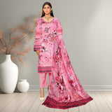 Vibrant Pink Digital Printed 3-Piece Lawn Suit | Bamber Chiffon Dupatta