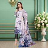 Elegant Lavender & Grey Floral 3-Piece Digital Printed Lawn Suit