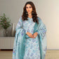 Serene Mint & Purple Floral Lawn Suit | Embroidered Lace Hem & Chiffon Dupatta