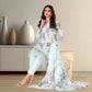Pistachio Floral Lawn Suit | Embroidered Lace Hem & Chiffon Dupatta